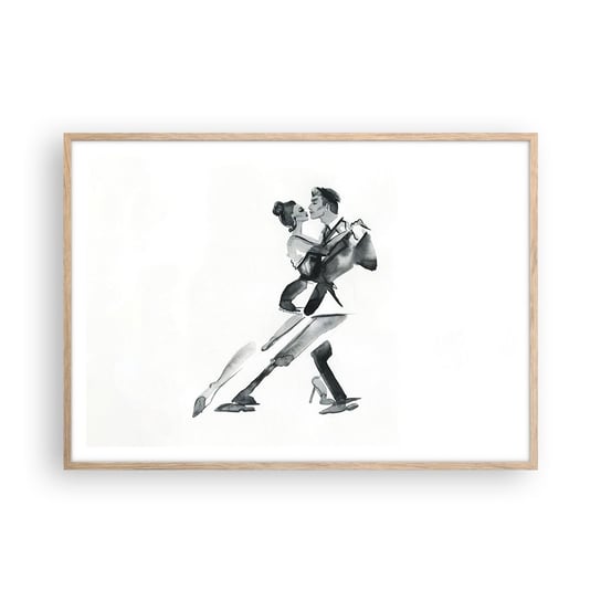 Obraz - Plakat - W jednym rytmie - 100x70cm - Tango Taniec Tancerz - Foto Plakaty w ramie koloru jasny dąb do Salonu Sypialni ARTTOR ARTTOR