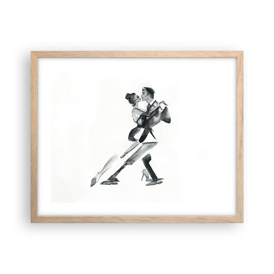 Obraz - Plakat - W jednym rytmie - 50x40cm - Tango Taniec Tancerz - Foto Plakaty w ramie koloru jasny dąb do Salonu Sypialni ARTTOR ARTTOR