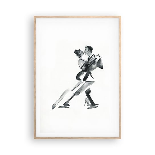 Obraz - Plakat - W jednym rytmie - 70x100cm - Tango Taniec Tancerz - Foto Plakaty w ramie koloru jasny dąb do Salonu Sypialni ARTTOR ARTTOR