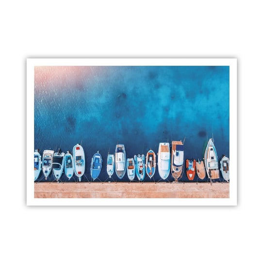 Obraz - Plakat - W jednym rzędzie - 100x70cm - Jachty Port Morze - Foto Plakaty bez ramy na ścianę do Salonu Sypialni ARTTOR ARTTOR