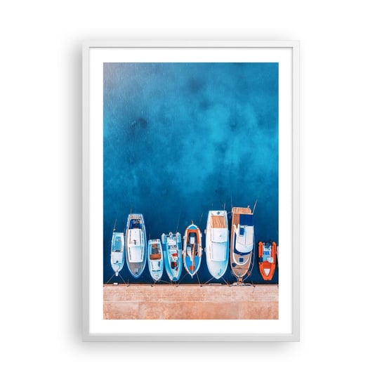 Obraz - Plakat - W jednym rzędzie - 50x70cm - Jachty Port Morze - Nowoczesny modny obraz Plakat rama biała ARTTOR ARTTOR