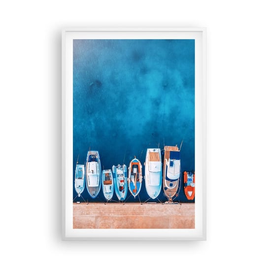 Obraz - Plakat - W jednym rzędzie - 61x91cm - Jachty Port Morze - Foto Plakaty na ścianę w ramie białej - Plakat do Salonu Sypialni ARTTOR ARTTOR