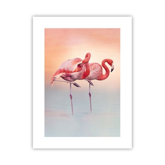 Obraz - Plakat - W kolorze zachodzącego słońca - 30x40cm - Flamingi Ptaki Natura - Foto Plakaty na ścianę bez ramy - Plakat do Salonu Sypialni ARTTOR ARTTOR