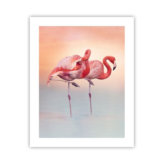 Obraz - Plakat - W kolorze zachodzącego słońca - 40x50cm - Flamingi Ptaki Natura - Foto Plakaty bez ramy do Salonu Sypialni ARTTOR ARTTOR