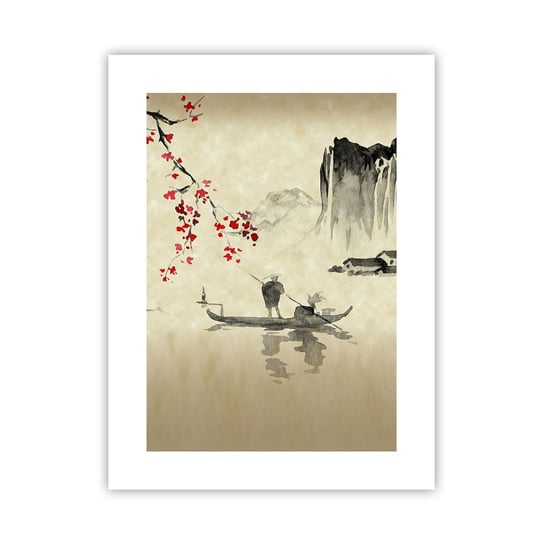Obraz - Plakat - W kraju kwitnącej wiśni - 30x40cm - Krajobraz Japonia Rybak - Foto Plakaty na ścianę bez ramy - Plakat do Salonu Sypialni ARTTOR ARTTOR