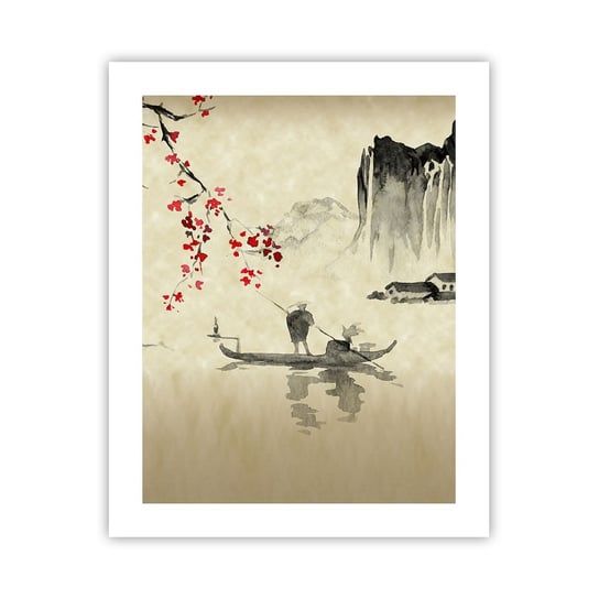 Obraz - Plakat - W kraju kwitnącej wiśni - 40x50cm - Krajobraz Japonia Rybak - Foto Plakaty bez ramy do Salonu Sypialni ARTTOR ARTTOR