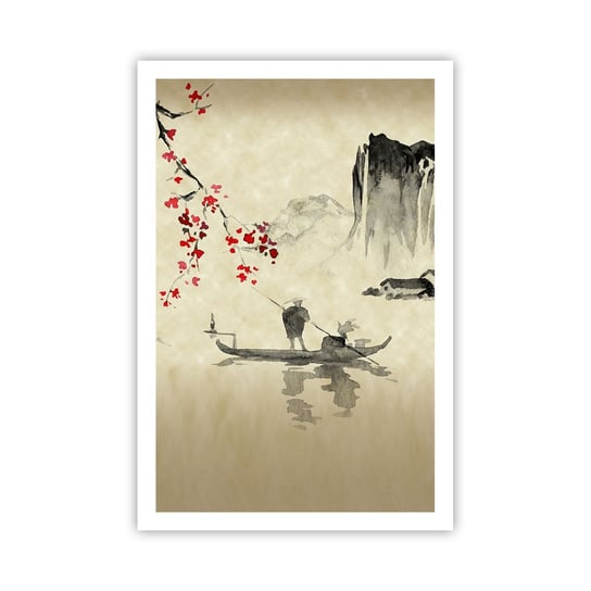 Obraz - Plakat - W kraju kwitnącej wiśni - 61x91cm - Krajobraz Japonia Rybak - Foto Plakaty na ścianę bez ramy - Plakat do Salonu Sypialni ARTTOR ARTTOR