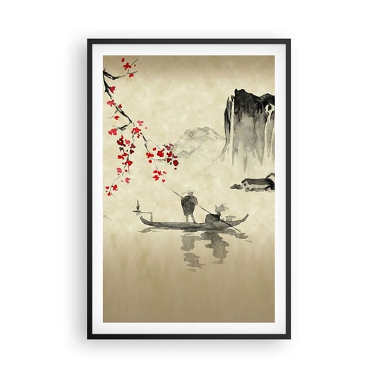 Obraz - Plakat - W kraju kwitnącej wiśni - 61x91cm - Krajobraz Japonia Rybak - Foto Plakaty na ścianę w czarnej ramie - Plakat do Salonu Sypialni ARTTOR ARTTOR