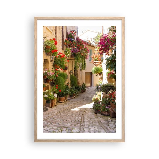 Obraz - Plakat - W kwiatów powodzi - 50x70cm - Miasto Włochy Piękne Uliczki - Nowoczesny modny obraz Plakat rama jasny dąb ARTTOR ARTTOR