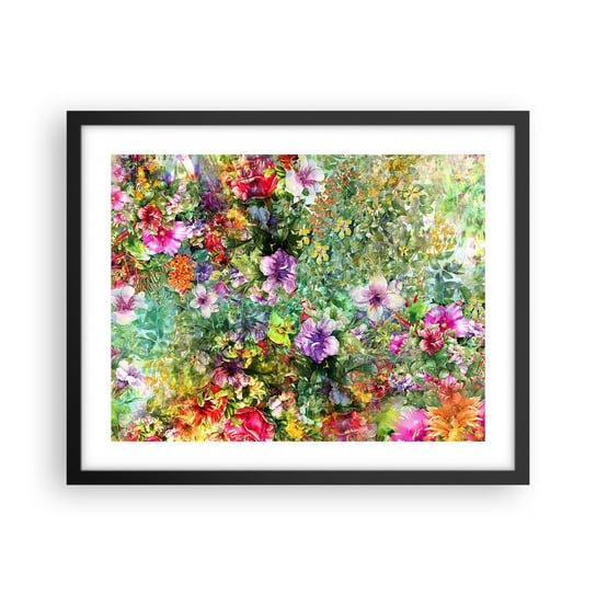 Obraz - Plakat - W kwiaty na zatracenie - 50x40cm - Kwiaty Ogród Natura - Foto Plakaty w ramie koloru czarnego do Salonu Sypialni ARTTOR ARTTOR