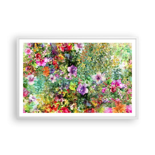 Obraz - Plakat - W kwiaty na zatracenie - 91x61cm - Kwiaty Ogród Natura - Foto Plakaty na ścianę w ramie białej - Plakat do Salonu Sypialni ARTTOR ARTTOR