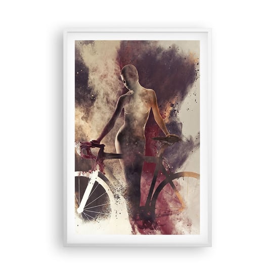 Obraz - Plakat - W marmurowych kształtach rowerowa dusza - 61x91cm - Abstrakcja Kobieta Rower - Foto Plakaty na ścianę w ramie białej - Plakat do Salonu Sypialni ARTTOR ARTTOR