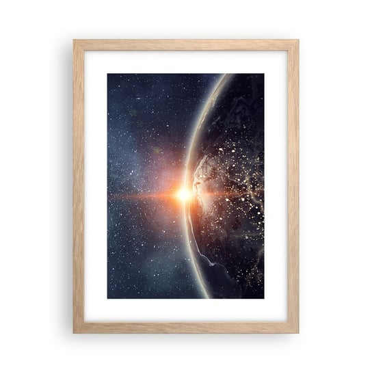 Obraz - Plakat - W nowej perspektywie - 30x40cm - Kosmos Galaktyka Wszechświat - Foto Plakaty na ścianę w ramie jasny dąb - Plakat do Salonu Sypialni ARTTOR ARTTOR