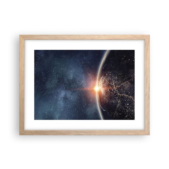 Obraz - Plakat - W nowej perspektywie - 40x30cm - Kosmos Galaktyka Wszechświat - Foto Plakaty na ścianę w ramie jasny dąb - Plakat do Salonu Sypialni ARTTOR ARTTOR