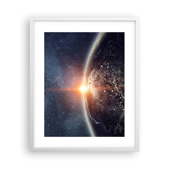Obraz - Plakat - W nowej perspektywie - 40x50cm - Kosmos Galaktyka Wszechświat - Foto Plakaty w ramie koloru białego do Salonu Sypialni ARTTOR ARTTOR