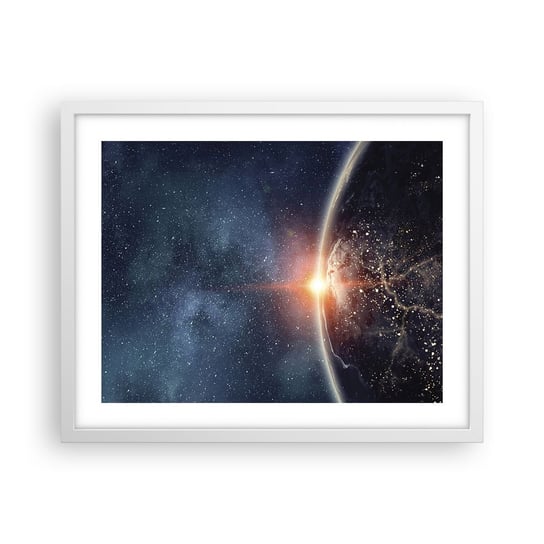 Obraz - Plakat - W nowej perspektywie - 50x40cm - Kosmos Galaktyka Wszechświat - Foto Plakaty w ramie koloru białego do Salonu Sypialni ARTTOR ARTTOR