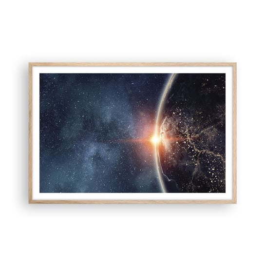 Obraz - Plakat - W nowej perspektywie - 91x61cm - Kosmos Galaktyka Wszechświat - Foto Plakaty na ścianę w ramie jasny dąb - Plakat do Salonu Sypialni ARTTOR ARTTOR
