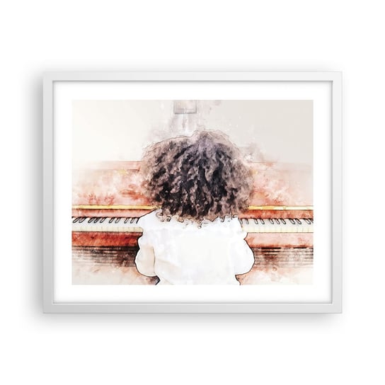 Obraz - Plakat - W nowym świecie - 50x40cm - Fortepian Muzyka Muzyk - Foto Plakaty w ramie koloru białego do Salonu Sypialni ARTTOR ARTTOR
