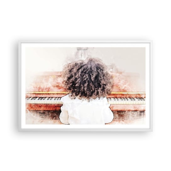Obraz - Plakat - W nowym świecie - 91x61cm - Fortepian Muzyka Muzyk - Foto Plakaty na ścianę w ramie białej - Plakat do Salonu Sypialni ARTTOR ARTTOR