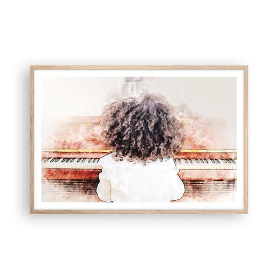 Obraz - Plakat - W nowym świecie - 91x61cm - Fortepian Muzyka Muzyk - Foto Plakaty na ścianę w ramie jasny dąb - Plakat do Salonu Sypialni ARTTOR ARTTOR