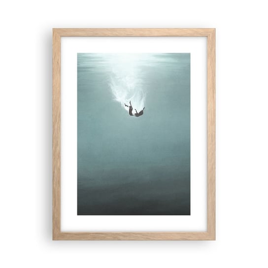 Obraz - Plakat - W objęciach oceanu - 30x40cm - Woda Minimalizm Podwodny - Foto Plakaty na ścianę w ramie jasny dąb - Plakat do Salonu Sypialni ARTTOR ARTTOR