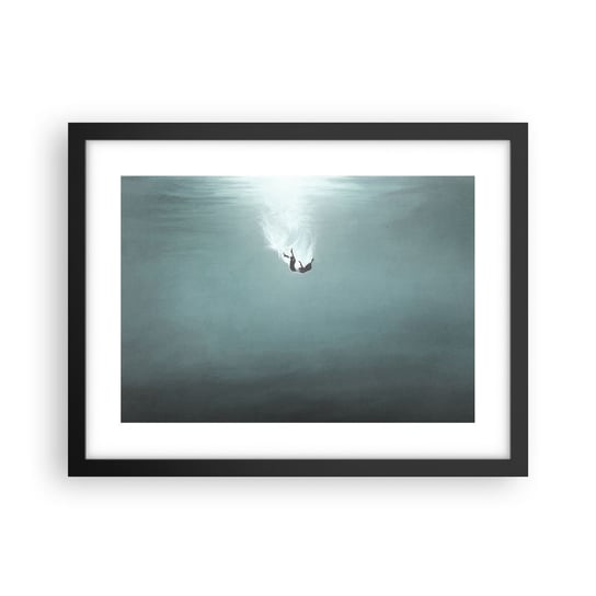 Obraz - Plakat - W objęciach oceanu - 40x30cm - Woda Minimalizm Podwodny - Foto Plakaty na ścianę w czarnej ramie - Plakat do Salonu Sypialni ARTTOR ARTTOR