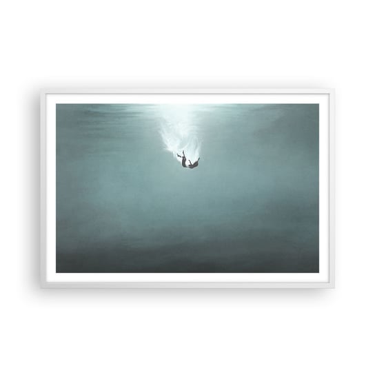 Obraz - Plakat - W objęciach oceanu - 91x61cm - Woda Minimalizm Podwodny - Foto Plakaty na ścianę w ramie białej - Plakat do Salonu Sypialni ARTTOR ARTTOR