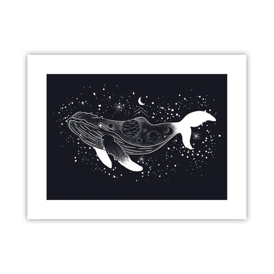 Obraz - Plakat - W oceanie wszechświata - 40x30cm - Abstrakcja Wieloryb Czarno-Biały - Foto Plakaty na ścianę bez ramy - Plakat do Salonu Sypialni ARTTOR ARTTOR