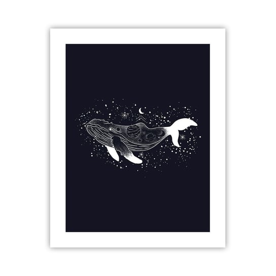 Obraz - Plakat - W oceanie wszechświata - 40x50cm - Abstrakcja Wieloryb Czarno-Biały - Foto Plakaty bez ramy do Salonu Sypialni ARTTOR ARTTOR