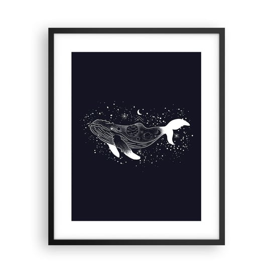 Obraz - Plakat - W oceanie wszechświata - 40x50cm - Abstrakcja Wieloryb Czarno-Biały - Foto Plakaty w ramie koloru czarnego do Salonu Sypialni ARTTOR ARTTOR