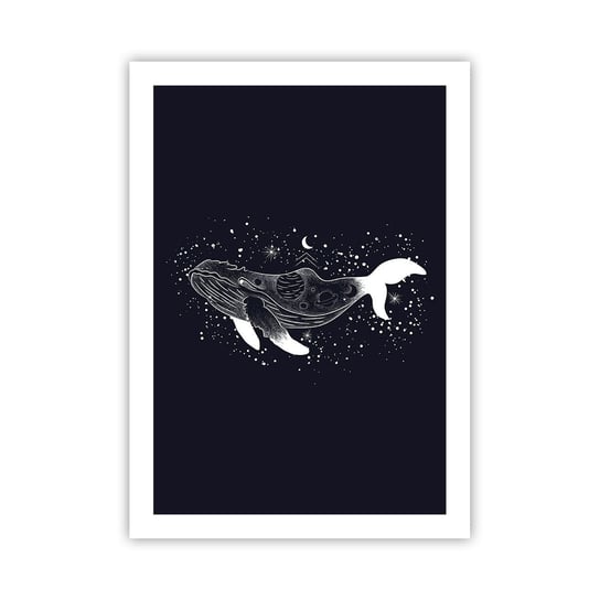 Obraz - Plakat - W oceanie wszechświata - 50x70cm - Abstrakcja Wieloryb Czarno-Biały - Nowoczesny modny obraz Plakat bez ramy do Salonu Sypialni ARTTOR ARTTOR