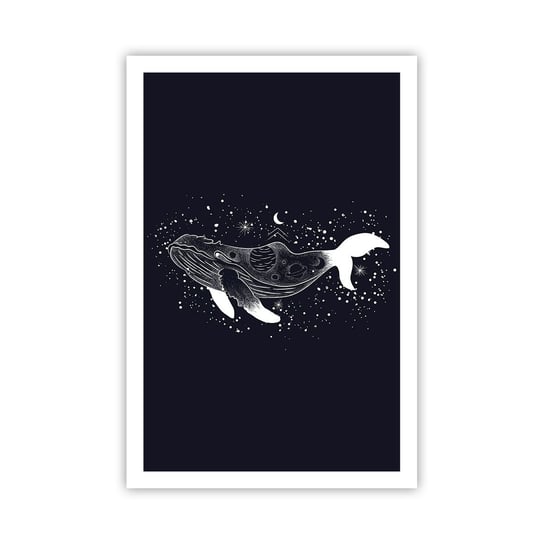 Obraz - Plakat - W oceanie wszechświata - 61x91cm - Abstrakcja Wieloryb Czarno-Biały - Foto Plakaty na ścianę bez ramy - Plakat do Salonu Sypialni ARTTOR ARTTOR