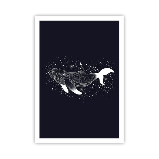 Obraz - Plakat - W oceanie wszechświata - 70x100cm - Abstrakcja Wieloryb Czarno-Biały - Foto Plakaty bez ramy na ścianę do Salonu Sypialni ARTTOR ARTTOR