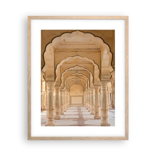 Obraz - Plakat - W pałacu maharadży - 40x50cm - Indie Architektura Łuki - Foto Plakaty w ramie koloru jasny dąb do Salonu Sypialni ARTTOR ARTTOR