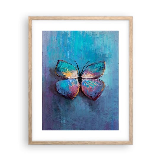 Obraz - Plakat - W pełnej krasie - 40x50cm - Motyl Sztuka Malarstwo - Foto Plakaty w ramie koloru jasny dąb do Salonu Sypialni ARTTOR ARTTOR