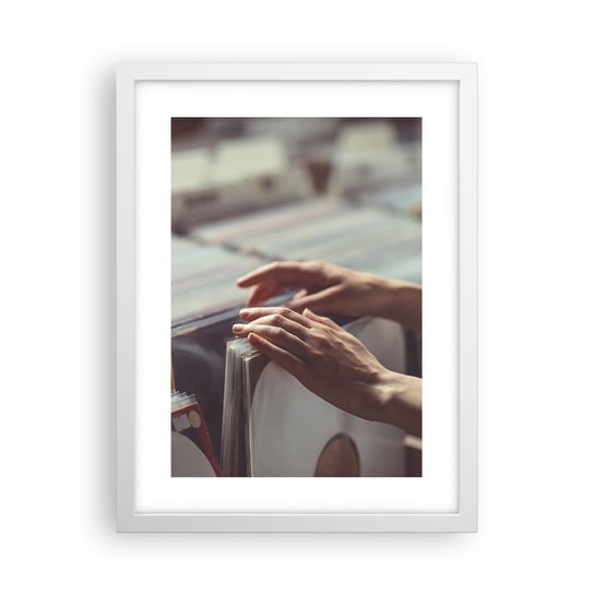 Obraz - Plakat - W poszukiwaniu wzruszeń - 30x40cm - Płyta Winylowa Muzyka Sklep Muzyczny - Foto Plakaty na ścianę w ramie białej - Plakat do Salonu Sypialni ARTTOR ARTTOR