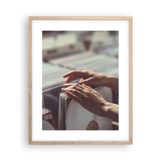 Obraz - Plakat - W poszukiwaniu wzruszeń - 40x50cm - Płyta Winylowa Muzyka Sklep Muzyczny - Foto Plakaty w ramie koloru jasny dąb do Salonu Sypialni ARTTOR ARTTOR