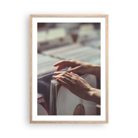 Obraz - Plakat - W poszukiwaniu wzruszeń - 50x70cm - Płyta Winylowa Muzyka Sklep Muzyczny - Nowoczesny modny obraz Plakat rama jasny dąb ARTTOR ARTTOR