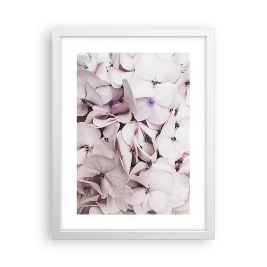 Obraz - Plakat - W powodzi kwiatów - 30x40cm - Kwiaty Subtelny Hortensje - Foto Plakaty na ścianę w ramie białej - Plakat do Salonu Sypialni ARTTOR ARTTOR
