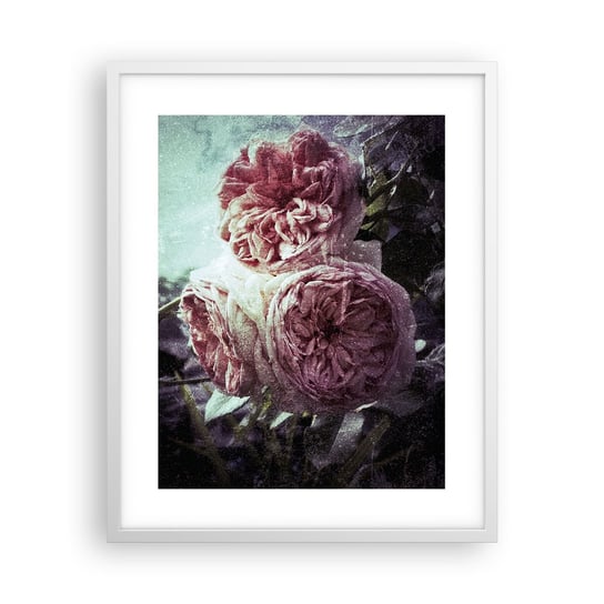 Obraz - Plakat - W romantycznym klimacie - 40x50cm - Kwiaty Vintage Bukiet - Foto Plakaty w ramie koloru białego do Salonu Sypialni ARTTOR ARTTOR