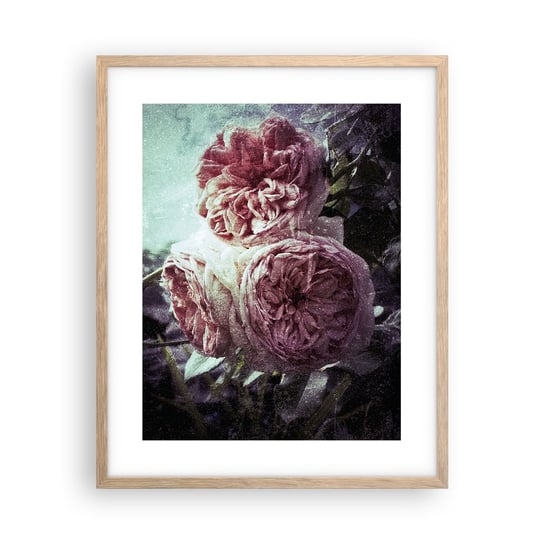 Obraz - Plakat - W romantycznym klimacie - 40x50cm - Kwiaty Vintage Bukiet - Foto Plakaty w ramie koloru jasny dąb do Salonu Sypialni ARTTOR ARTTOR
