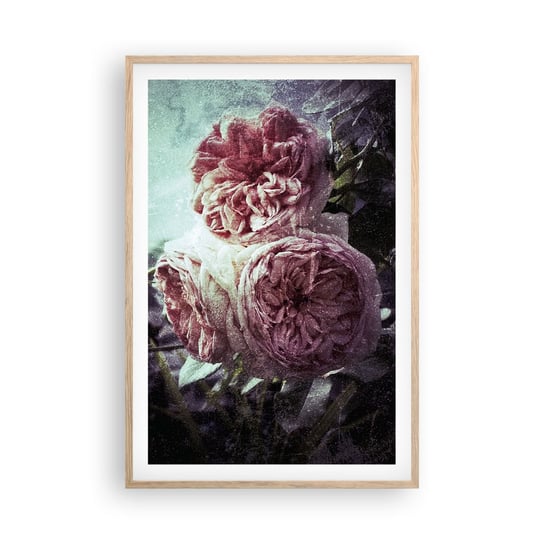 Obraz - Plakat - W romantycznym klimacie - 61x91cm - Kwiaty Vintage Bukiet - Foto Plakaty na ścianę w ramie jasny dąb - Plakat do Salonu Sypialni ARTTOR ARTTOR