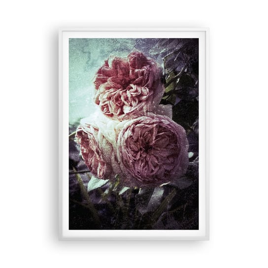 Obraz - Plakat - W romantycznym klimacie - 70x100cm - Kwiaty Vintage Bukiet - Foto Plakaty w ramie koloru białego do Salonu Sypialni ARTTOR ARTTOR