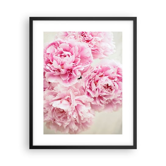 Obraz - Plakat - W różowym przepychu - 40x50cm - Piwonie Bukiet Kwiatów Kwiaty - Foto Plakaty w ramie koloru czarnego do Salonu Sypialni ARTTOR ARTTOR