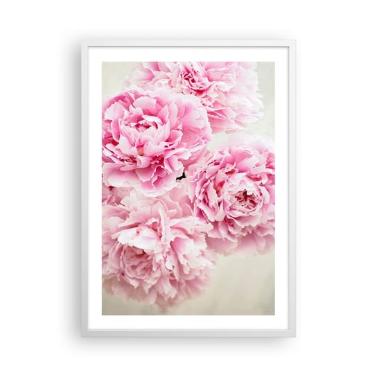 Obraz - Plakat - W różowym przepychu - 50x70cm - Piwonie Bukiet Kwiatów Kwiaty - Nowoczesny modny obraz Plakat rama biała ARTTOR ARTTOR