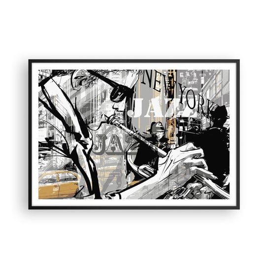 Obraz - Plakat - W rytmie Nowego Jorku - 100x70cm - Nowy Jork Muzyka Jazz - Foto Plakaty w ramie koloru czarnego do Salonu Sypialni ARTTOR ARTTOR