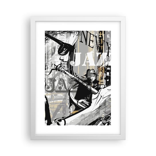 Obraz - Plakat - W rytmie Nowego Jorku - 30x40cm - Nowy Jork Muzyka Jazz - Foto Plakaty na ścianę w ramie białej - Plakat do Salonu Sypialni ARTTOR ARTTOR