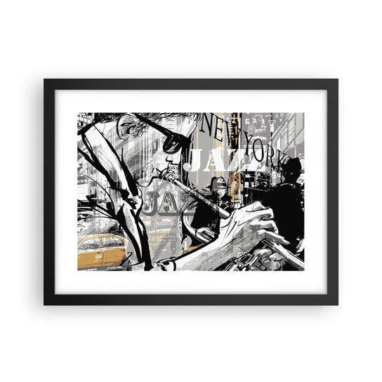 Obraz - Plakat - W rytmie Nowego Jorku - 40x30cm - Nowy Jork Muzyka Jazz - Foto Plakaty na ścianę w czarnej ramie - Plakat do Salonu Sypialni ARTTOR ARTTOR