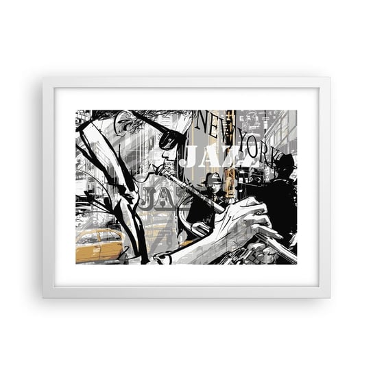 Obraz - Plakat - W rytmie Nowego Jorku - 40x30cm - Nowy Jork Muzyka Jazz - Foto Plakaty na ścianę w ramie białej - Plakat do Salonu Sypialni ARTTOR ARTTOR