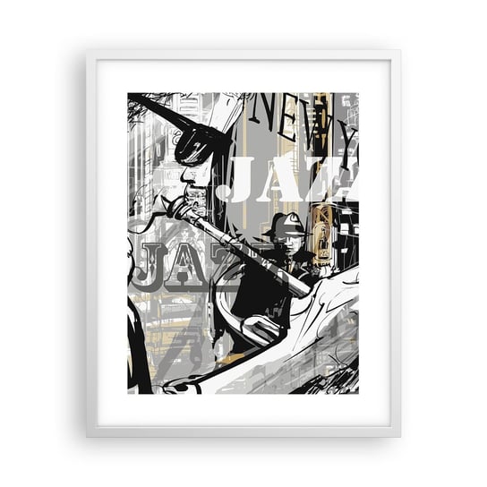 Obraz - Plakat - W rytmie Nowego Jorku - 40x50cm - Nowy Jork Muzyka Jazz - Foto Plakaty w ramie koloru białego do Salonu Sypialni ARTTOR ARTTOR